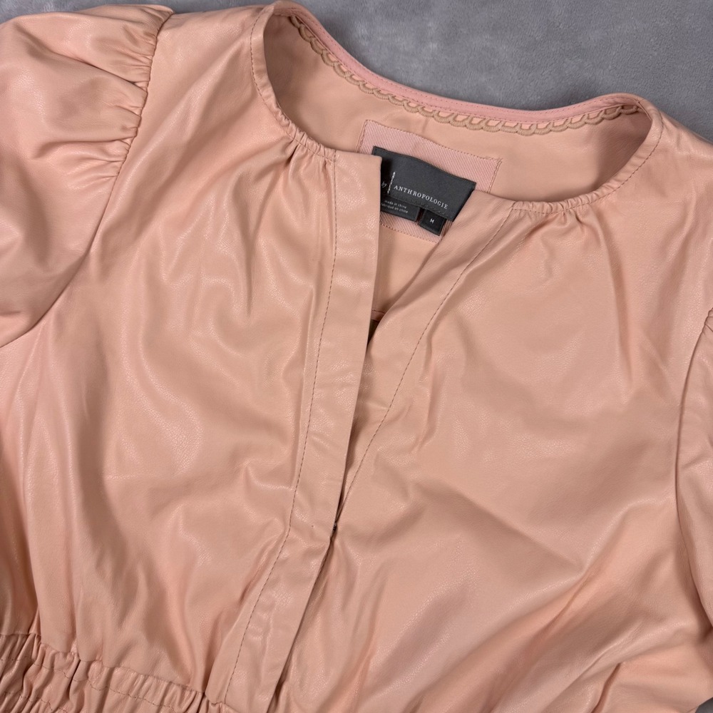 Anthropologie Vegan Leather Somerset Mini Dress in Blush Trendy Modern Women M